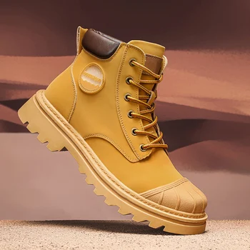 Мужские осенне-зимние ботильоны в западном стиле, мужские желтые кроссовки, модные зимние ботинки, уличная обувь для похода в пустыню, качественные модельные оксфорды