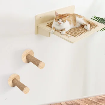 Настенный гамак для кошек с лестницей, когтеточкой для лазания, полками, набором для шлифовки когтей и домашней мебелью для сна домашних животных