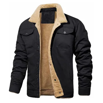 Новая модная мужская куртка с начесом, однотонная толстая теплая верхняя одежда, топы, качественные осенне-зимние повседневные пальто, черные мужские куртки