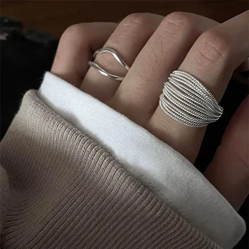 Новое дизайнерское кольцо в стиле минимализма, женская мода, индивидуальность, Универсальная многослойная нить, Продвинутый тренд на кольца