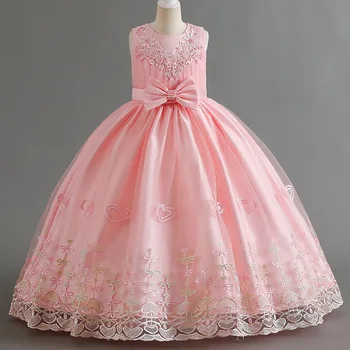 Новое летнее платье для девочек 2023 года: длинное платье принцессы для большого мальчика, платье для выступления на фортепиано, вышитое сетчатое платье