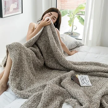 Новое сверхмягкое однотонное вязаное одеяло, пушистое теплое одеяло для отдыха, постельное полотенце, диван-кровать Air Nap Home Blanket