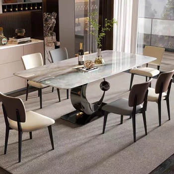 Обеденный стол из натурального роскошного мрамора высокого класса для простого домашнего использования
