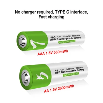 Оригинальные AA AAA USB Аккумуляторные Батареи 1.5 V 2600mWh Литий-ионный Аккумулятор Для Мыши С Дистанционным Управлением Электрическая Игрушечная Батарея