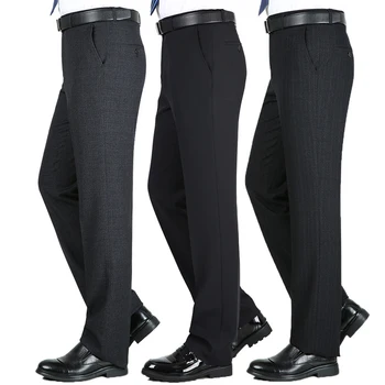 Осенне-зимние деловые повседневные брюки, плотные брюки для стирки и ношения для отдыха, костюмные брюки с высокой талией, свободные прямые мужские брюки