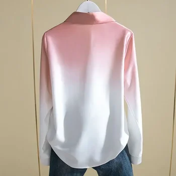 Офисная Однобортная Блузка Женская Новая Классическая Рубашка Поло Со Свободным Воротником С Длинным Рукавом 2023 E27