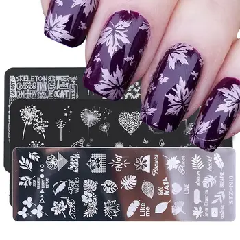 Пластина для печати ногтей Шаблон изображения цветочного листа, кружевной цветок, Кошка, геометрический шаблон животного, печать для дизайна ногтей, шаблон для дизайна ногтей своими руками