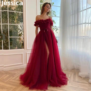 Платья для выпускного вечера Jessica Red Сексуальное вечернее платье из тюля с открытыми плечами, свадебные платья для вечеринок 2024, выпускное платье