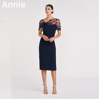 Платья для выпускного вечера Annie Elegant And Sweet Lady Вечернее платье из тюля с 3D аппликацией, вечернее платье-русалка длиной до щиколоток, праздничное платье Vestidos De Fiesta