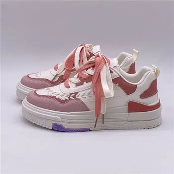 Повседневная обувь; Женская Весенняя Новинка 2023 года; Ins В Гонконгском стиле; Женская обувь; Парусиновые Универсальные Кроссовки с розовыми Звездами; Женская обувь на платформе