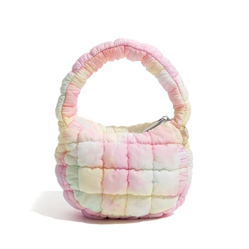 Повседневная стеганая сумка-пузырь для женщин, модные мягкие сумки для девочек, красочная милая маленькая сумка-тоут, простой дизайн, кошелек для телефона 2023