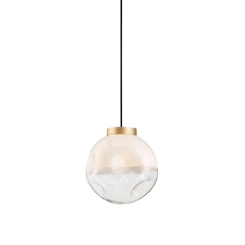 Подвесной светильник из скандинавской латуни Новые дизайнерские подвесные светильники Glass Ball Lustre Creative American для гостиной, столовой, прикроватной тумбочки.