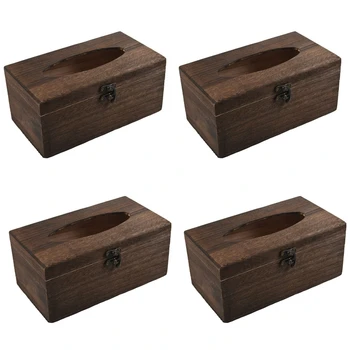 Полезная Деревянная Ретро-коробка для салфеток, чехол для бумажных салфеток, чехол для домашнего автомобильного декора, 4ШТ.