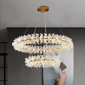 Постмодернистская кольцевая люстра lustre en cristale роскошный минималистичный хромированный светильник гостиная столовая спальня лестничные светильники
