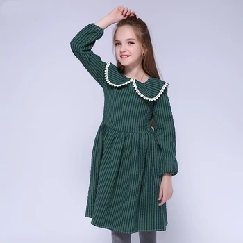 Праздничное платье для девочек 8-10 лет, хлопковое кружевное платье с воротником 
