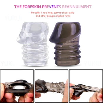 Прозрачное силиконовое кольцо для пениса, Комплексное кольцо для сопротивления крайней плоти, Корректор задержки эякуляции, кольца для члена, секс-игрушки для мужчин