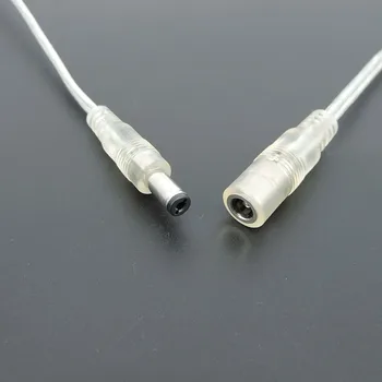 Прозрачный Женский мужской адаптер питания постоянного тока с кабелем-косичкой 5,5x2,1 мм Удлинитель с разъемом 12V для светодиодных лент E1