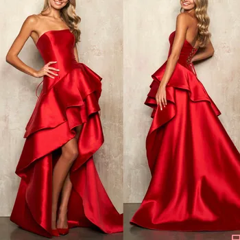 Простые атласные дешевые платья русалки для выпускного вечера Длинное красное арабское вечернее платье Дубай Элегантные женские вечерние платья для вечеринок