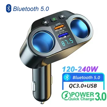 Разветвитель гнезда автомобильного прикуривателя Зарядное устройство QC3.0 Быстрое зарядное устройство с двойным USB 3.1A, адаптер питания с цифровым дисплеем для всех телефонов