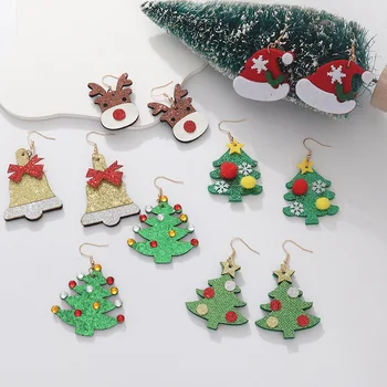 Рождественские крючки из фетровой ткани для женщин, девочек, колокольчики на рождественской елке, Коричневый Лось, милые рождественские серьги-гвоздики, подарки, Праздничная серьга