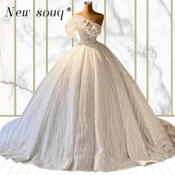 Роскошное пышное бальное платье принцессы, свадебные платья для невесты, женские дизайнерские свадебные платья с блестками, расшитые бисером, сшитые на заказ