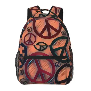 Рюкзак со Знаками мира в стиле хиппи для девочек И мальчиков, Дорожный Рюкзак со Знаками мира, Рюкзаки для подростков, школьная сумка