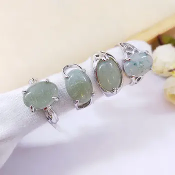 Светло-зеленое кольцо с простым орнаментом, Ювелирное изделие для девушки, Смешанный Серебристый натуральный камень