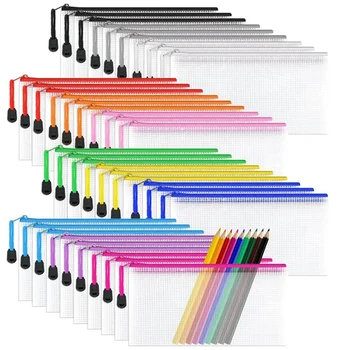 Сетчатая сумка для документов из 36 предметов, многоцветная водонепроницаемая дорожная сумка из ПВХ для школьных принадлежностей, 12 цветов