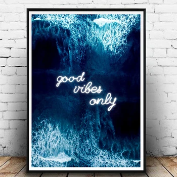 Только хорошие вибрации океана, неоновый плакат с принтом 
