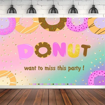 Фон для фотосъемки с блестящим Сладким пончиком Девочка Принцесса Фон плаката для вечеринки с Днем Рождения Декор стола для торта Баннер