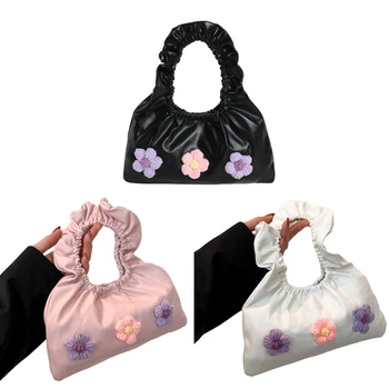 Функциональная сумка с цветочным декором, плиссированная сумка для женщин и девочек