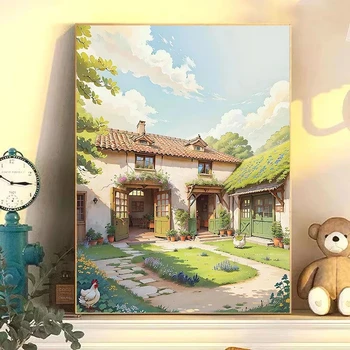 Цифровая картина маслом Color Color Деревенская ретро открытка Картина маслом для гостиной, спальни, декоративная живопись