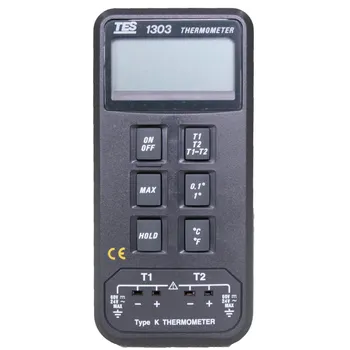 Цифровой Термометр с Термопарой типа K с двойным Входом TES-1303 Диапазон измерения -От 50C до 1300C