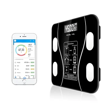 Цифровые весы для ванной Комнаты, совместимые с Bluetooth, Интеллектуальные беспроводные весы для измерения жировых отложений, ИМТ, Автоматический анализатор массы тела и здоровья